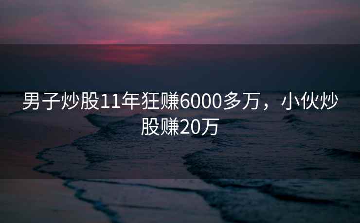 男子炒股11年狂赚6000多万,小伙炒股赚20万 男子炒股11年狂赚6000多万,小伙炒股赚20万